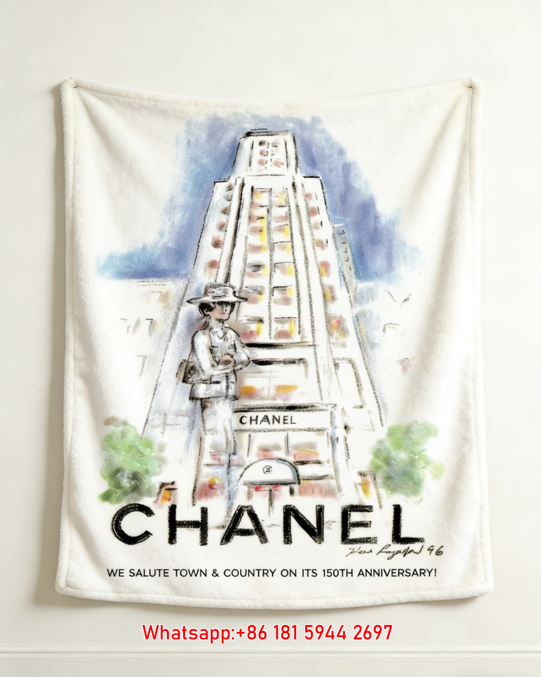 Soft Chanel Flannel Throw Blanket – Chanel Paris Building Art for Sofa & Wall Decor IMG_7346